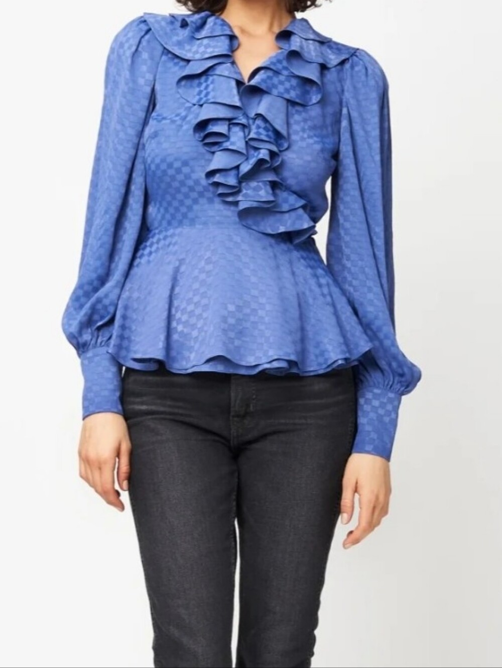 Fresha London Erin Blouse Purple Checkerboard
